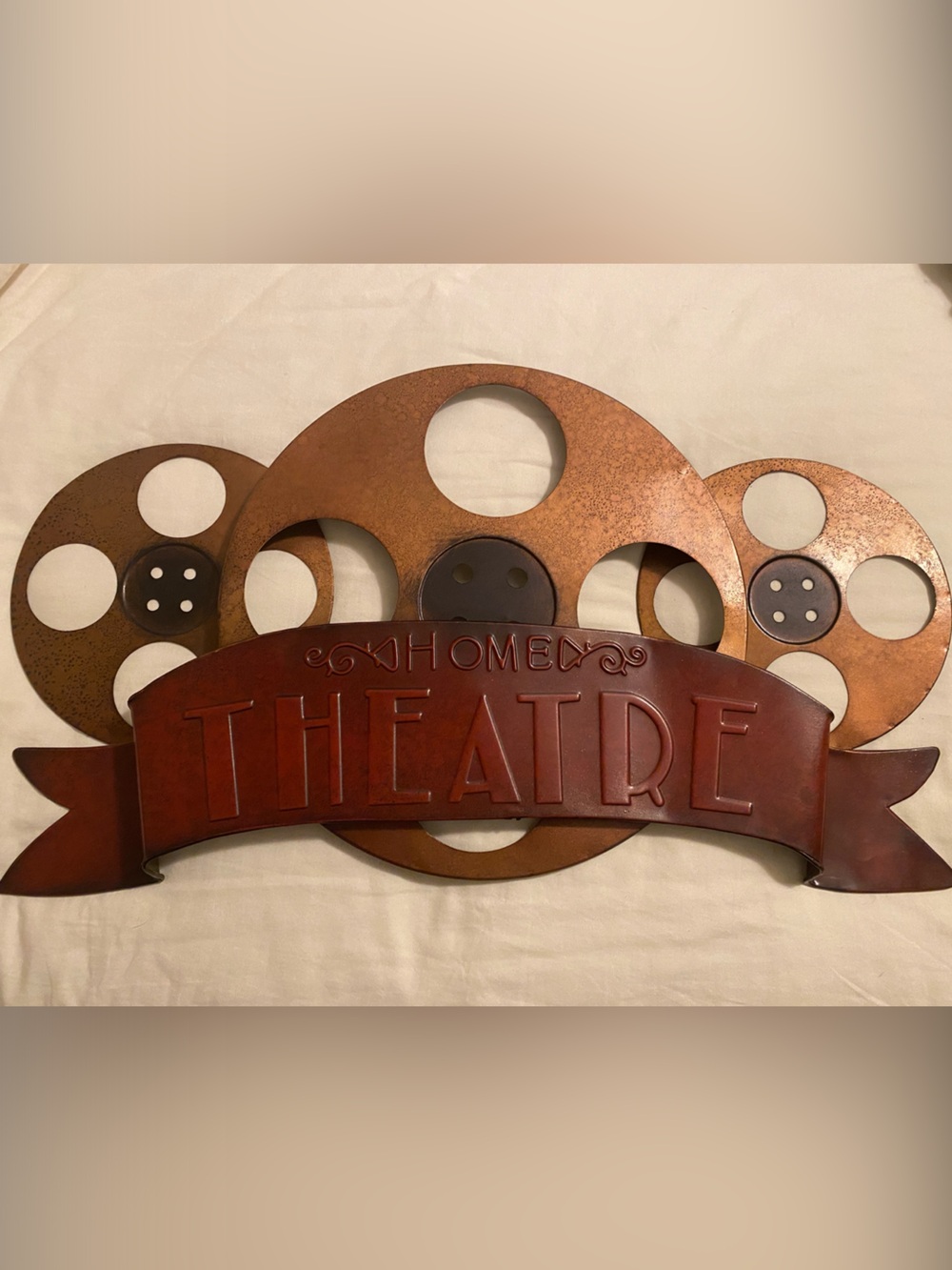 Home Theatre Wall Decor - Brown Rustic Film Reel Sign